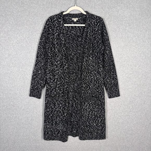 Timing Duster Cardigan Sweater Medium Marled Long Pockets Lounge Comfy Cozy - Picture 1 of 12